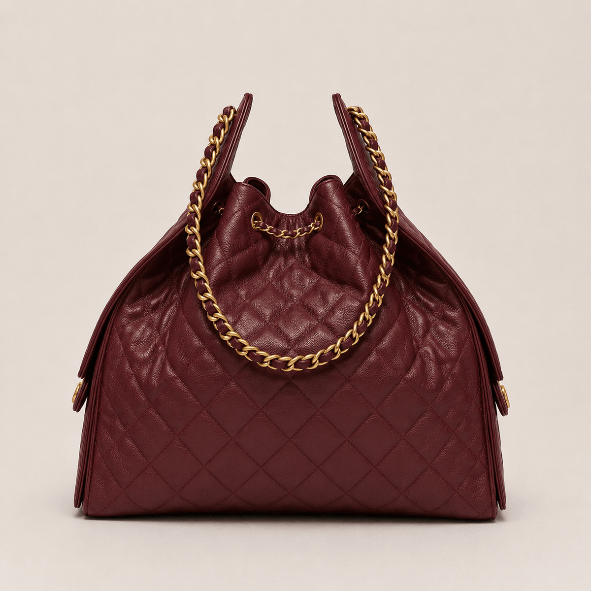 Chanel 25 Large Handbag Gold-Tone Metal Red 2