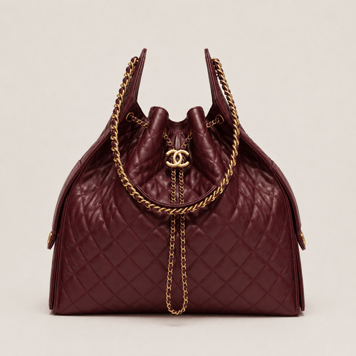 Chanel 25 Large Handbag Gold-Tone Metal Red - BEAUTY BAR