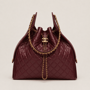 Chanel 25 Large Handbag Gold-Tone Metal Red