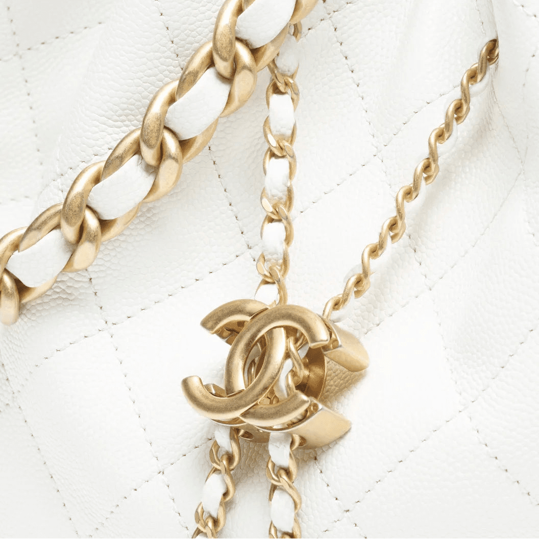 Chanel 25  Large Handbag Gold-Tone Metal White 4