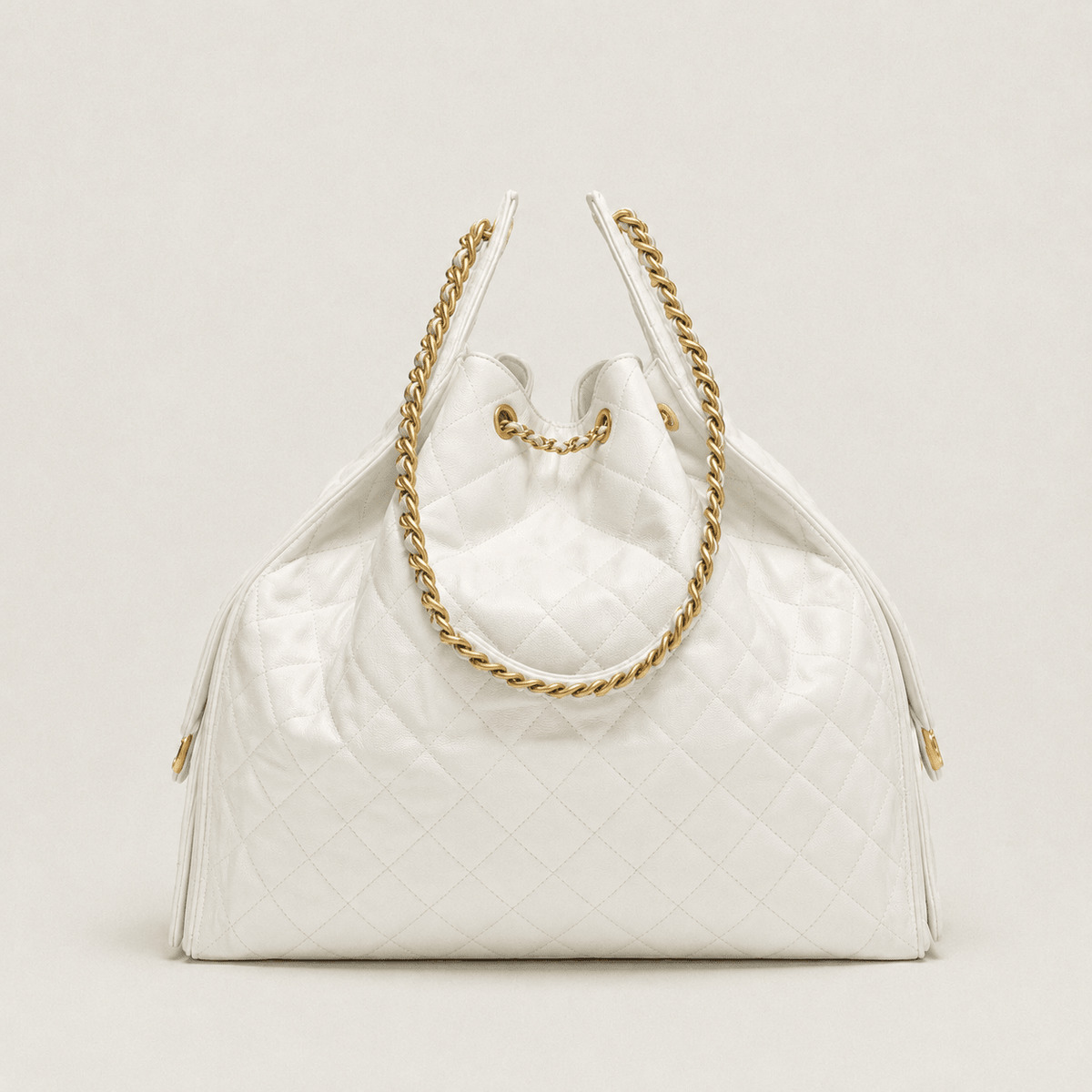 Chanel 25  Large Handbag Gold-Tone Metal White 3