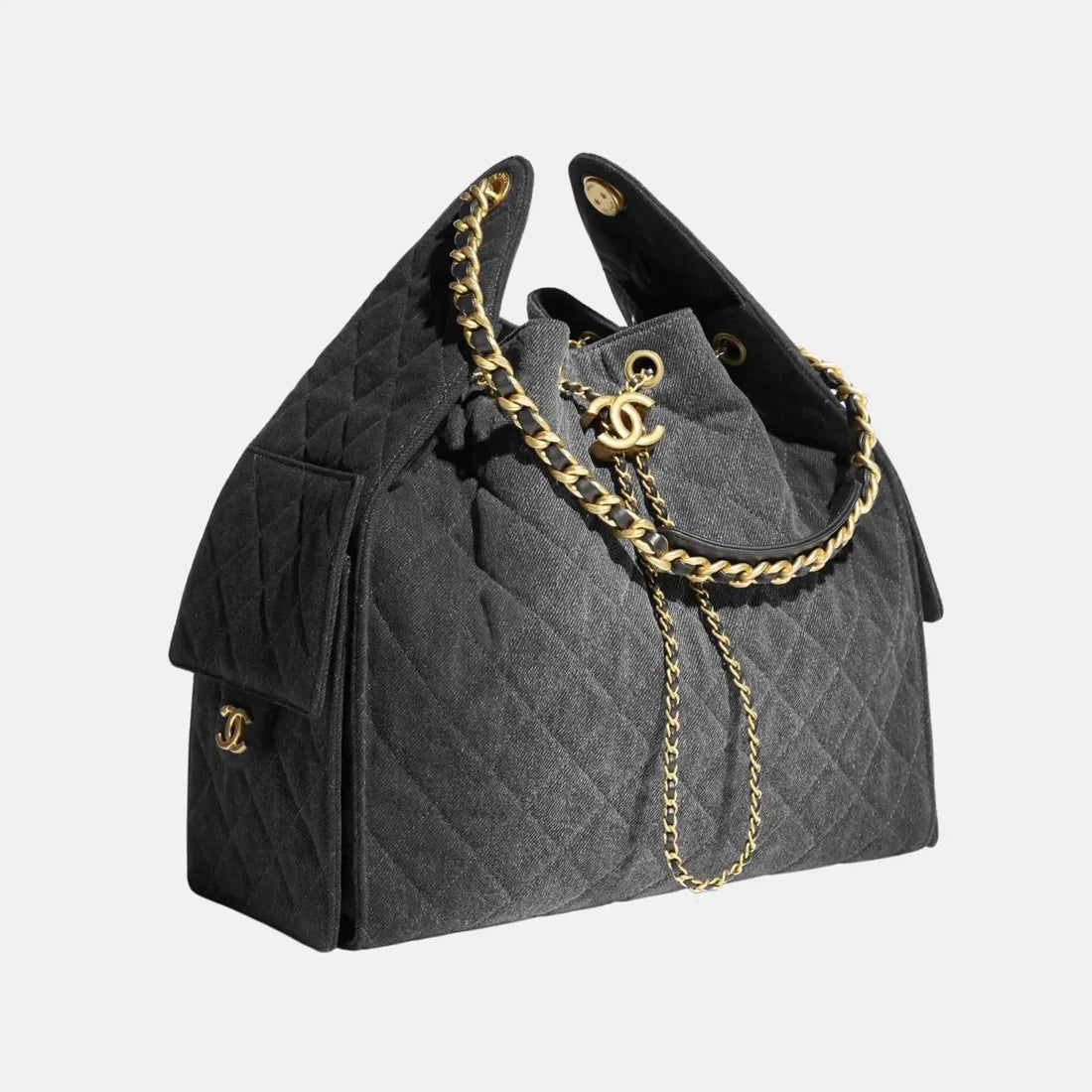Chanel 25 Large Handbag Washed Denim And Gold-Tone Metal 2