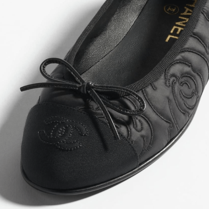 Chanel Ballerinas Embroidered Fabric & Grosgrain Black 4