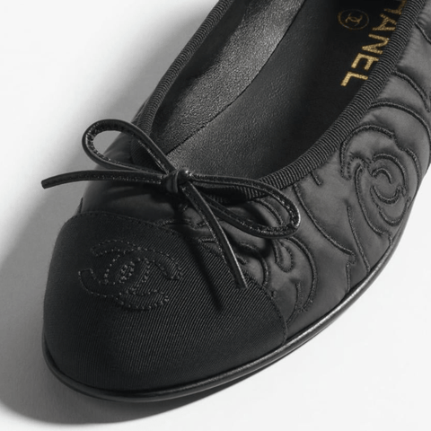 Chanel Ballerinas Embroidered Fabric & Grosgrain Black - BEAUTY BAR