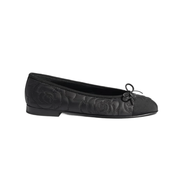 Chanel Ballerinas Embroidered Fabric & Grosgrain Black 2
