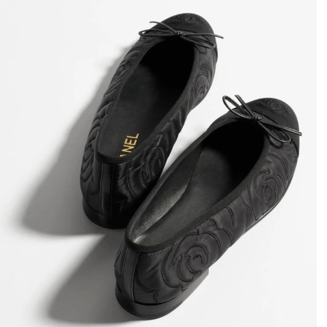 Chanel Ballerinas Embroidered Fabric & Grosgrain Black 3