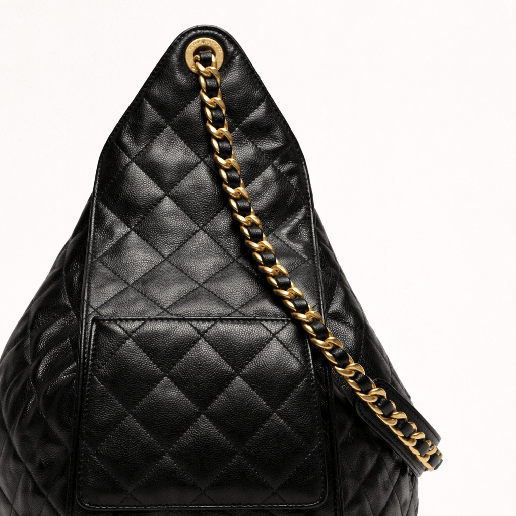 Chanel Black Quilted Handbag With Gold Details 2