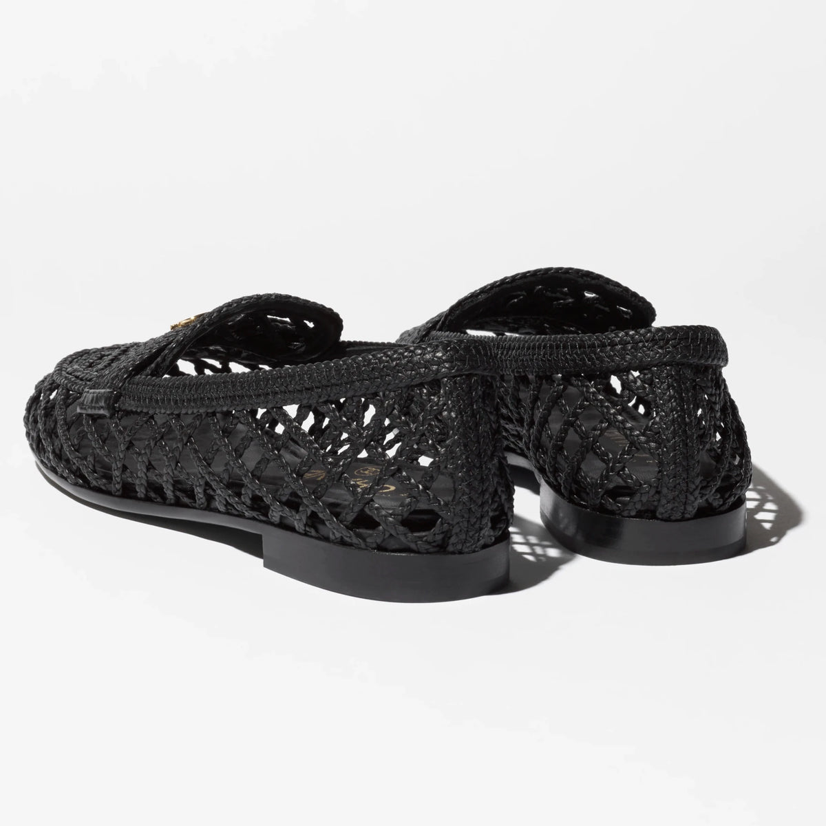 Chanel Black Woven Braided Leather Loafers With Gold Hardware 3