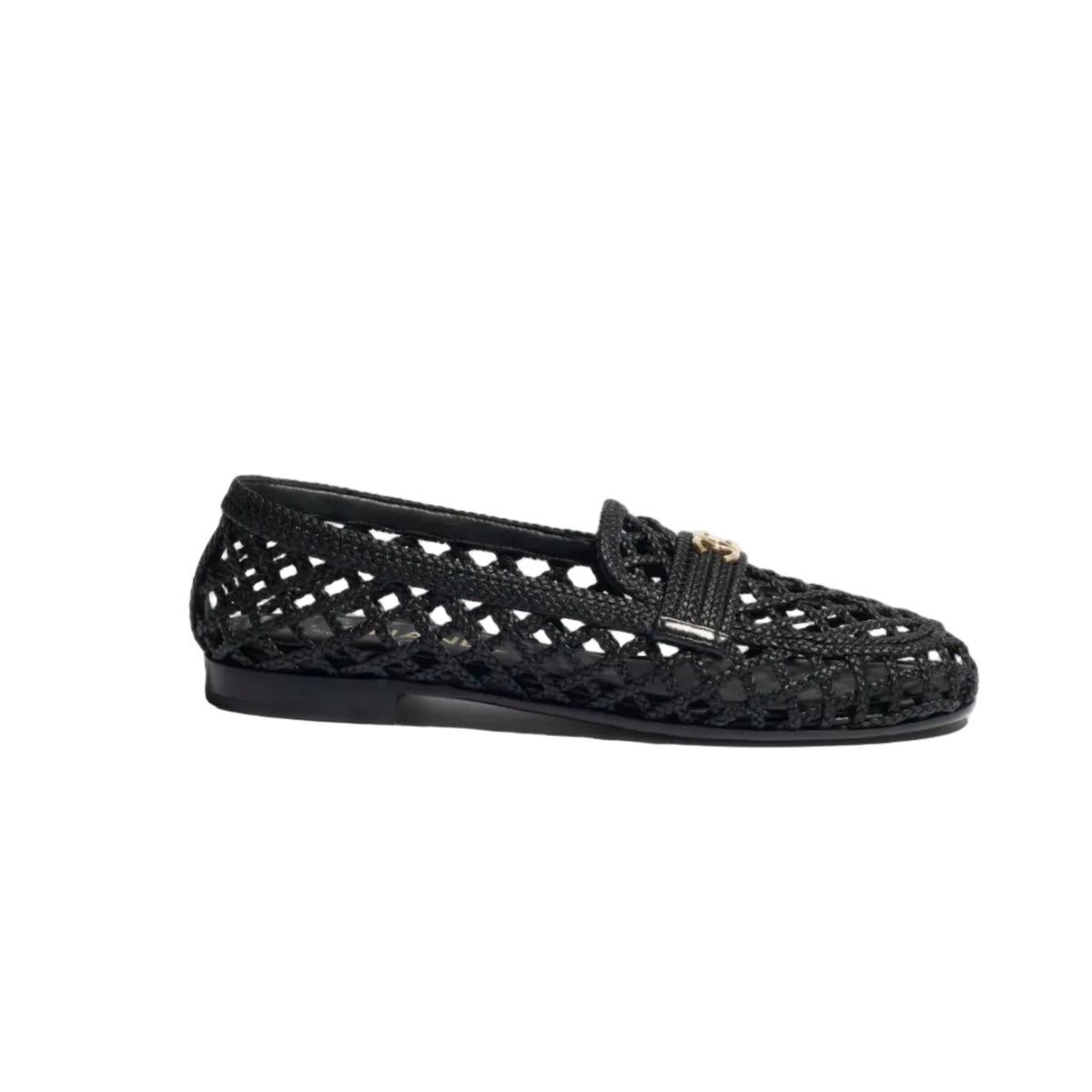 Chanel Black Woven Braided Leather Loafers With Gold Hardware 2