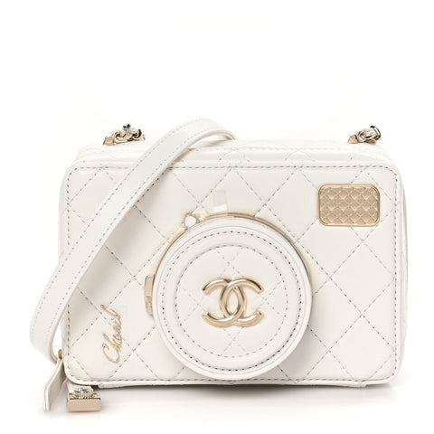 Chanel Camera Bag Lambskin & Gold White - BEAUTY BAR