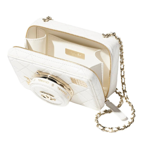 Chanel Camera Bag Lambskin & Gold White - BEAUTY BAR