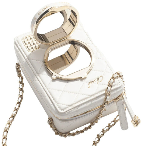 Chanel Camera Bag Lambskin & Gold White - BEAUTY BAR