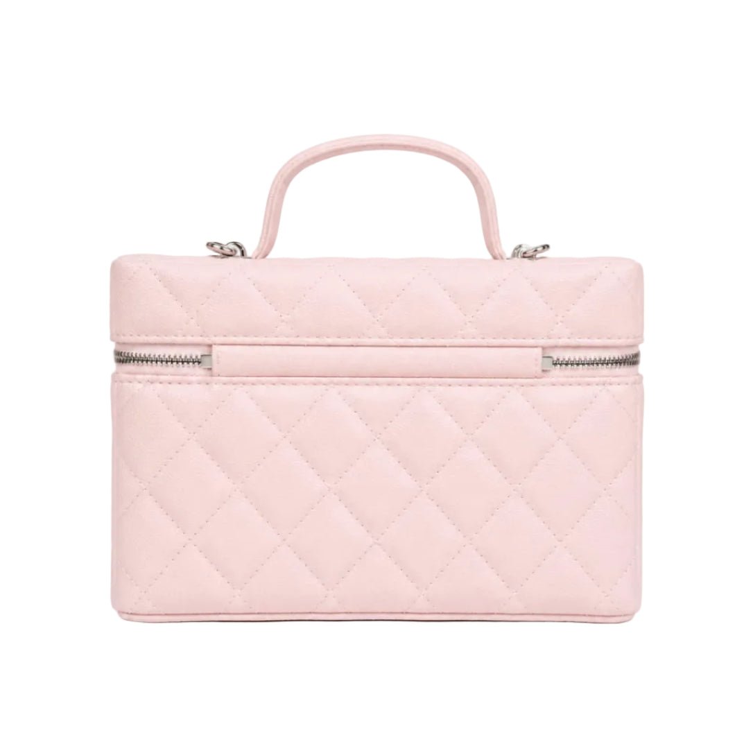 Chanel Caviar Quilted Top Handle Slim Vanity With Chain Light Pink 2