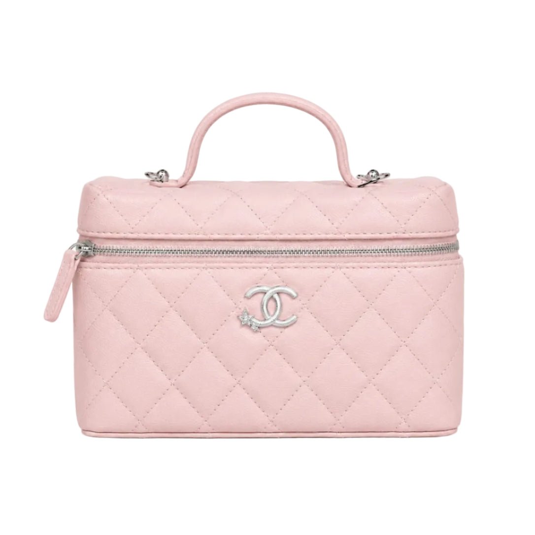 Chanel Caviar Quilted Top Handle Slim Vanity With Chain Light Pink 1