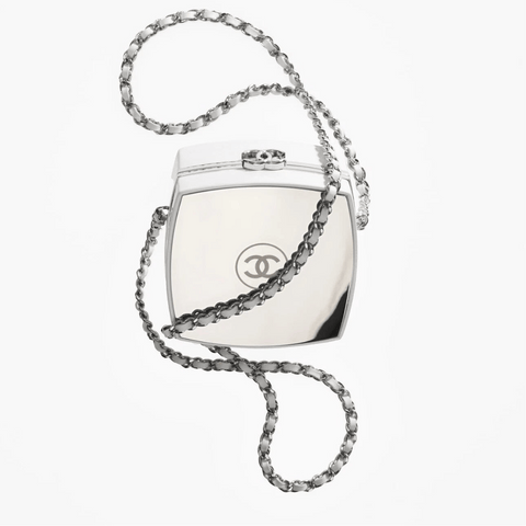Chanel CC Make - Up Box Clutch With Chain Quilted and Metal Mini White - BEAUTY BAR