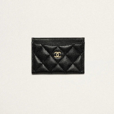 Chanel Classic Card Holder Grained Calfskin & Gold-Tone Metal Black