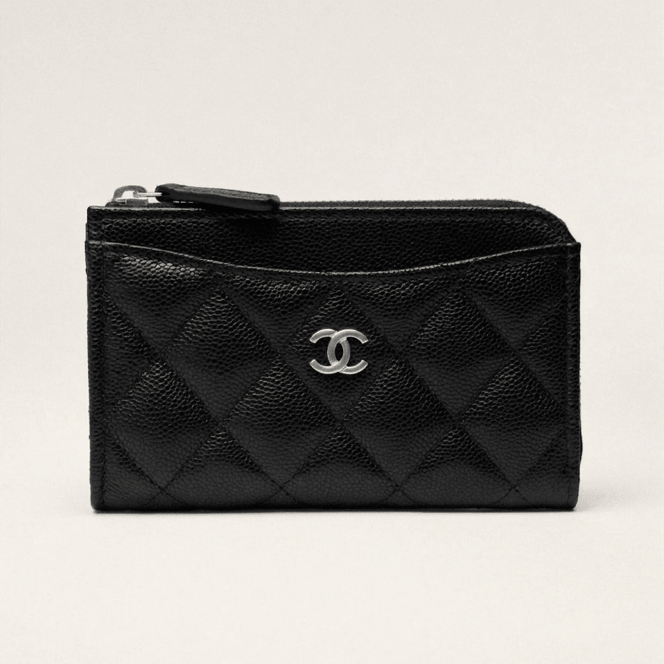 Chanel Classic Zipped Card Holder Grained Shiny Calfskin Black 3
