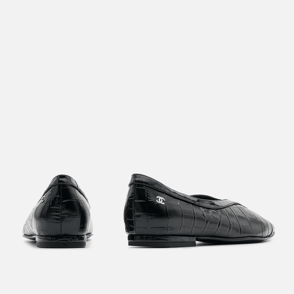 Chanel Crocodile-Embossed Ballet Flats Featuring A  Distinctive Square Toe 4