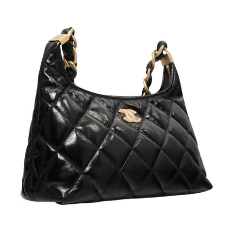 Chanel Hobo Medium Black Lather Bag - BEAUTY BAR