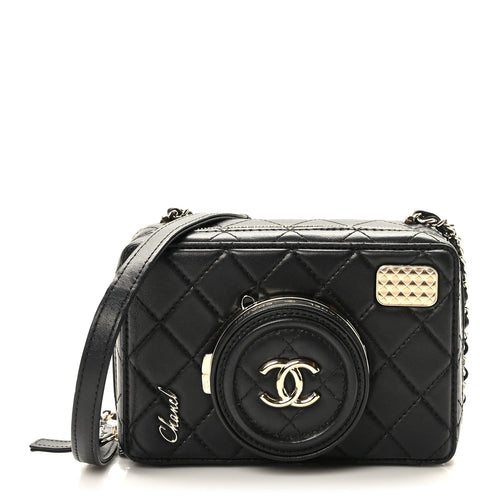 Chanel Camera Lambskin Quilted Coco Click Bag Black