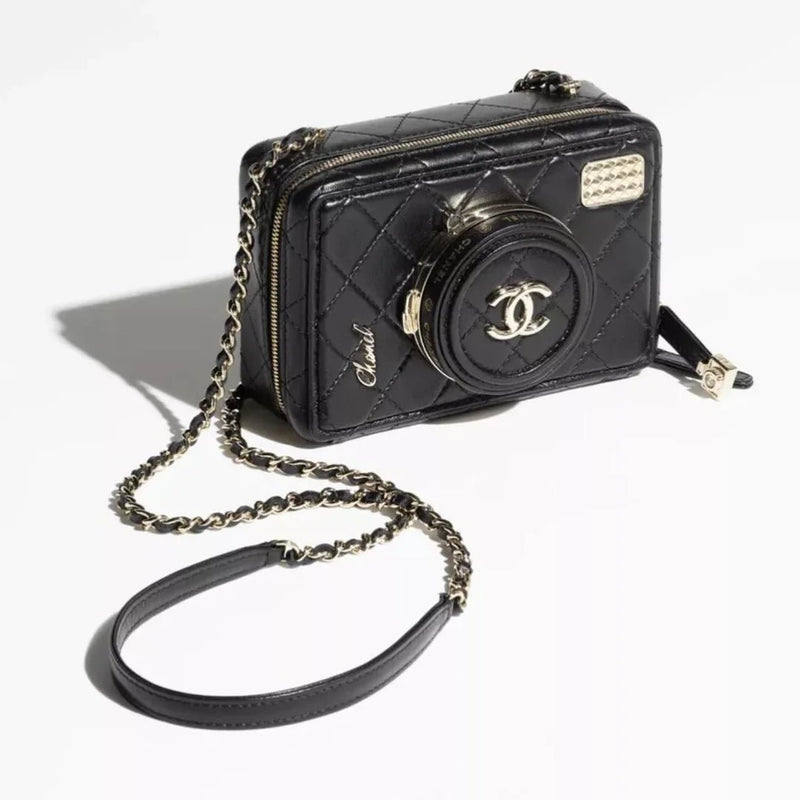 Chanel Camera Lambskin Quilted Coco Click Bag Black 3