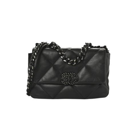 Chanel Lambskin Quilted Medium Chanel 19 Flap Black - BEAUTY BAR