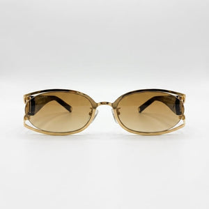 Chanel Luxury Gold-Tone Oval Frame Sunglasses