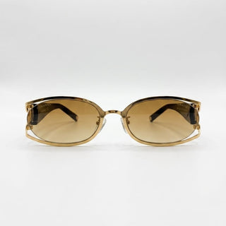 Chanel Luxury Gold-Tone Oval Frame Sunglasses