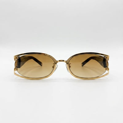 Chanel Luxury Gold-Tone Oval Frame Sunglasses