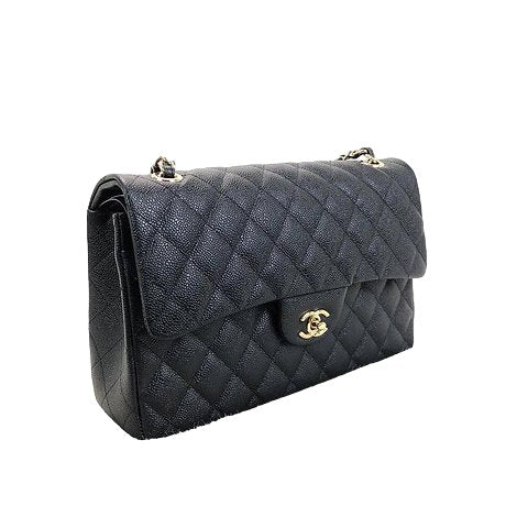 Chanel Medium Classic Double Flap Bag: Black Quilted Caviar With Gold Hardware - BEAUTY BAR