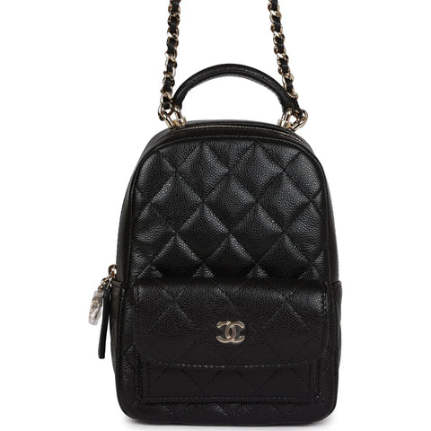 Chanel Mini Phone Holder Backpack Black Caviar Light Gold Hardware - BEAUTY BAR