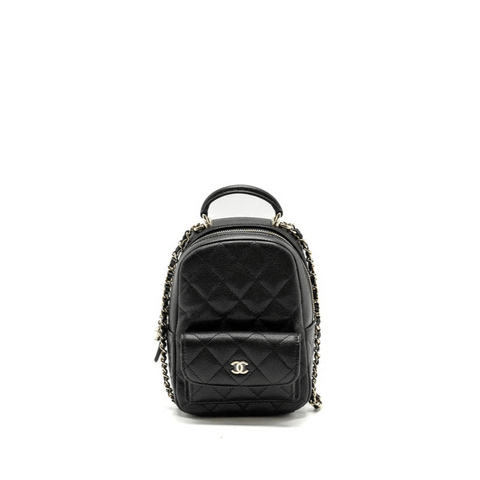 Chanel Mini Phone Holder Backpack Black Caviar Light Gold Hardware - BEAUTY BAR