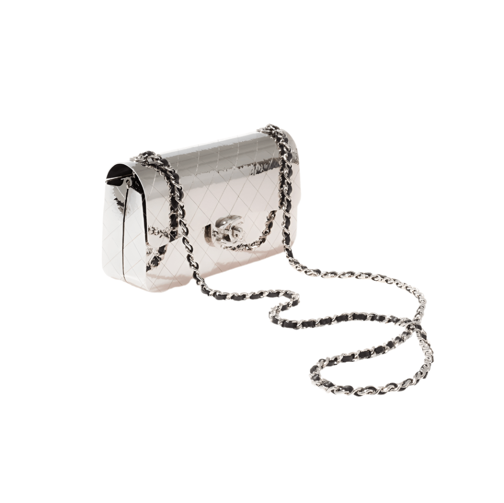 Chanel Mini Silver Handbag With Chain 1