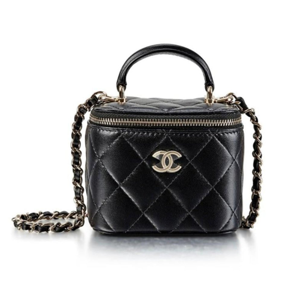 Chanel Mini Vanity Top Handle Bag in Black With Chain 1