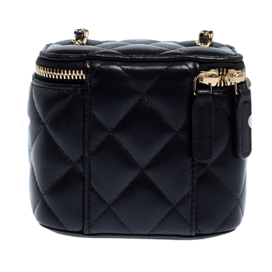 Chanel Mini Vanity Top Handle Bag in Black With Chain 4