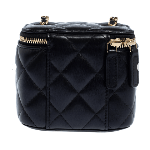 Chanel Mini Vanity Top Handle Bag in Black With Chain - BEAUTY BAR