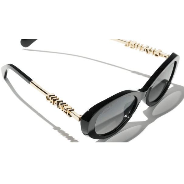 Chanel Oval Sunglasses Black 2