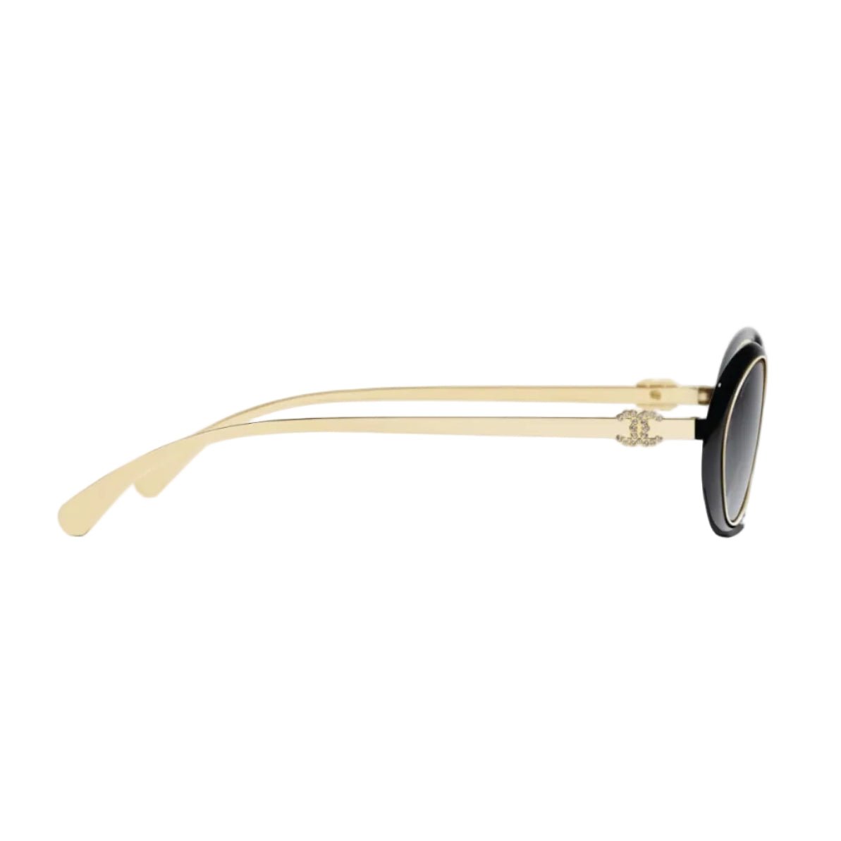 Chanel Oval Sunglasses in Black and Gold 2