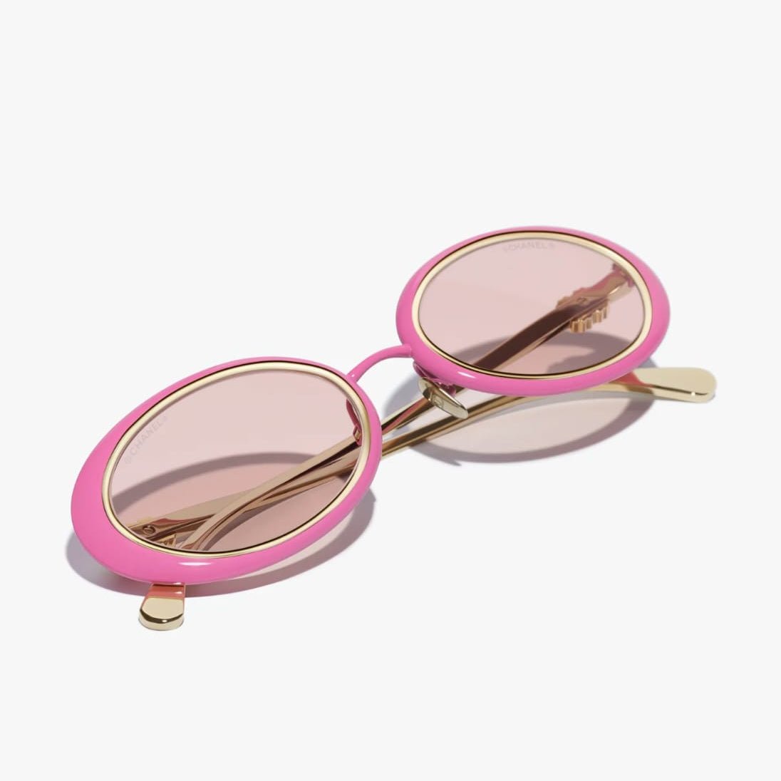 Chanel Oval Sunglasses, The Pink and Gold Metal 3