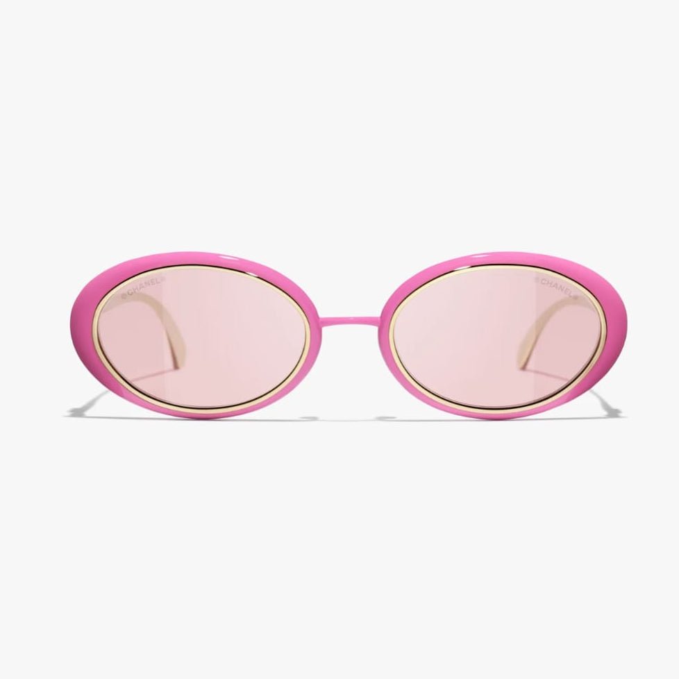 Chanel Oval Sunglasses, The Pink and Gold Metal 2