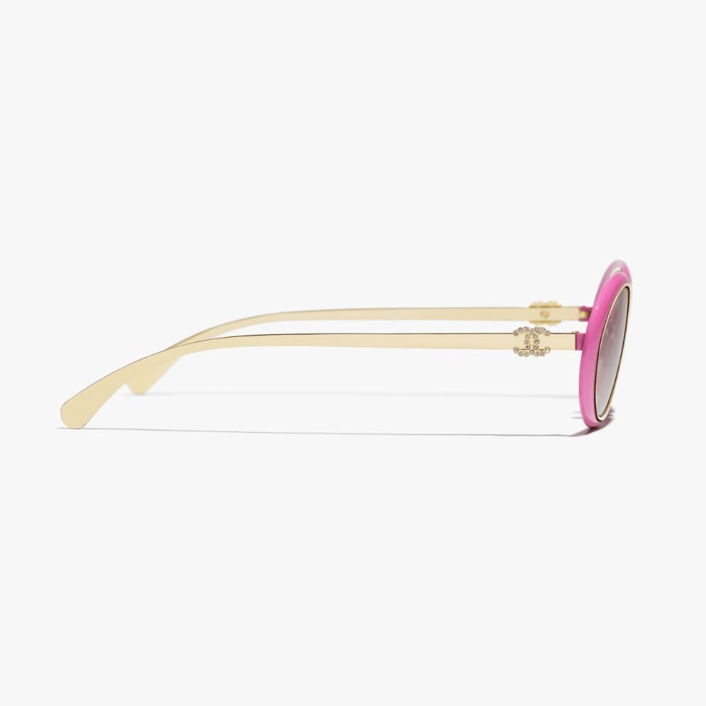 Chanel Oval Sunglasses, The Pink and Gold Metal 4
