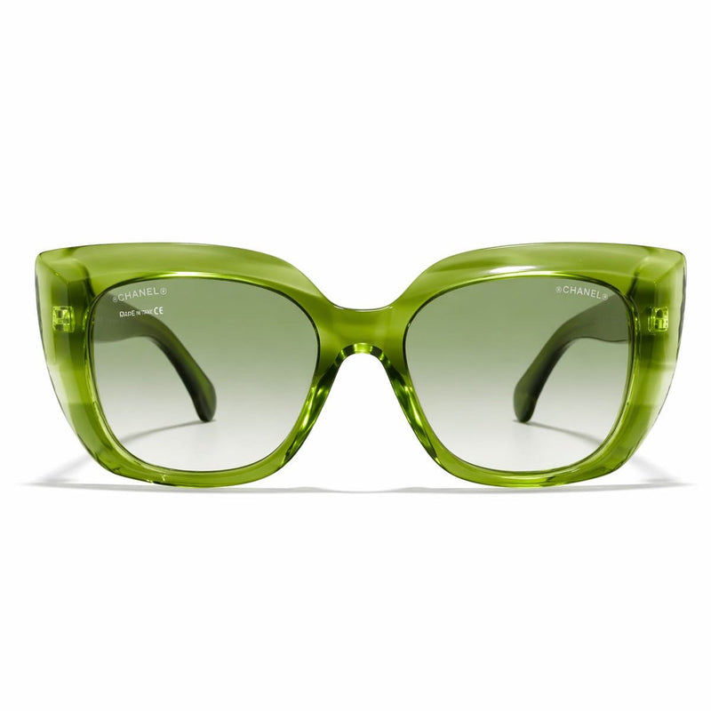 Chanel Oversized Square Sunglasses – Green Transparent Frame
