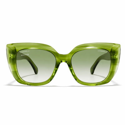 Chanel Oversized Square Sunglasses – Green Transparent Frame
