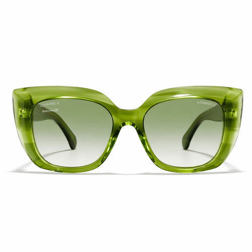 Chanel Oversized Square Sunglasses – Green Transparent Frame
