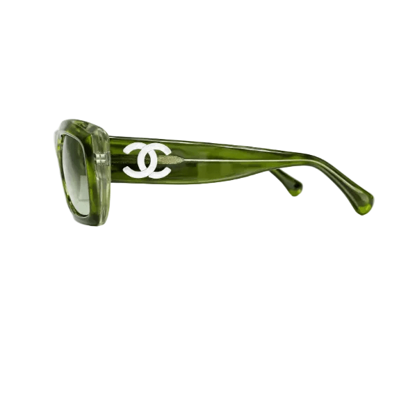 Chanel Oversized Square Sunglasses – Green Transparent Frame 2