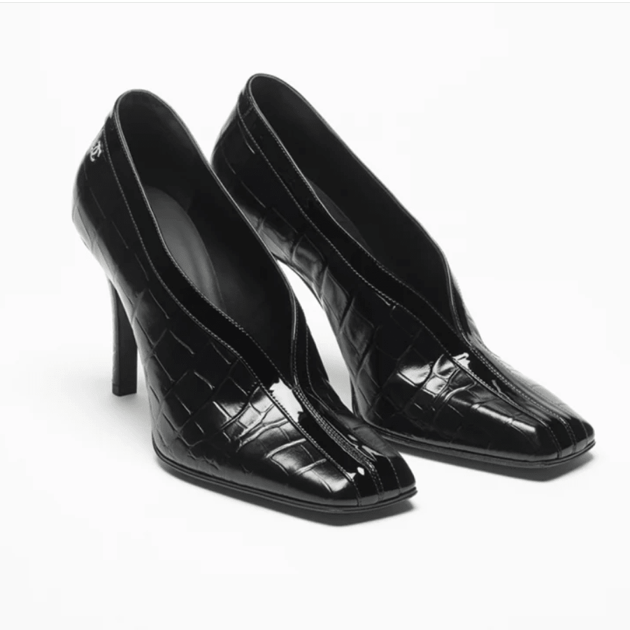 Chanel Pumps Crocodile Embossed Calfskin & Patent Calfskin  Black 1