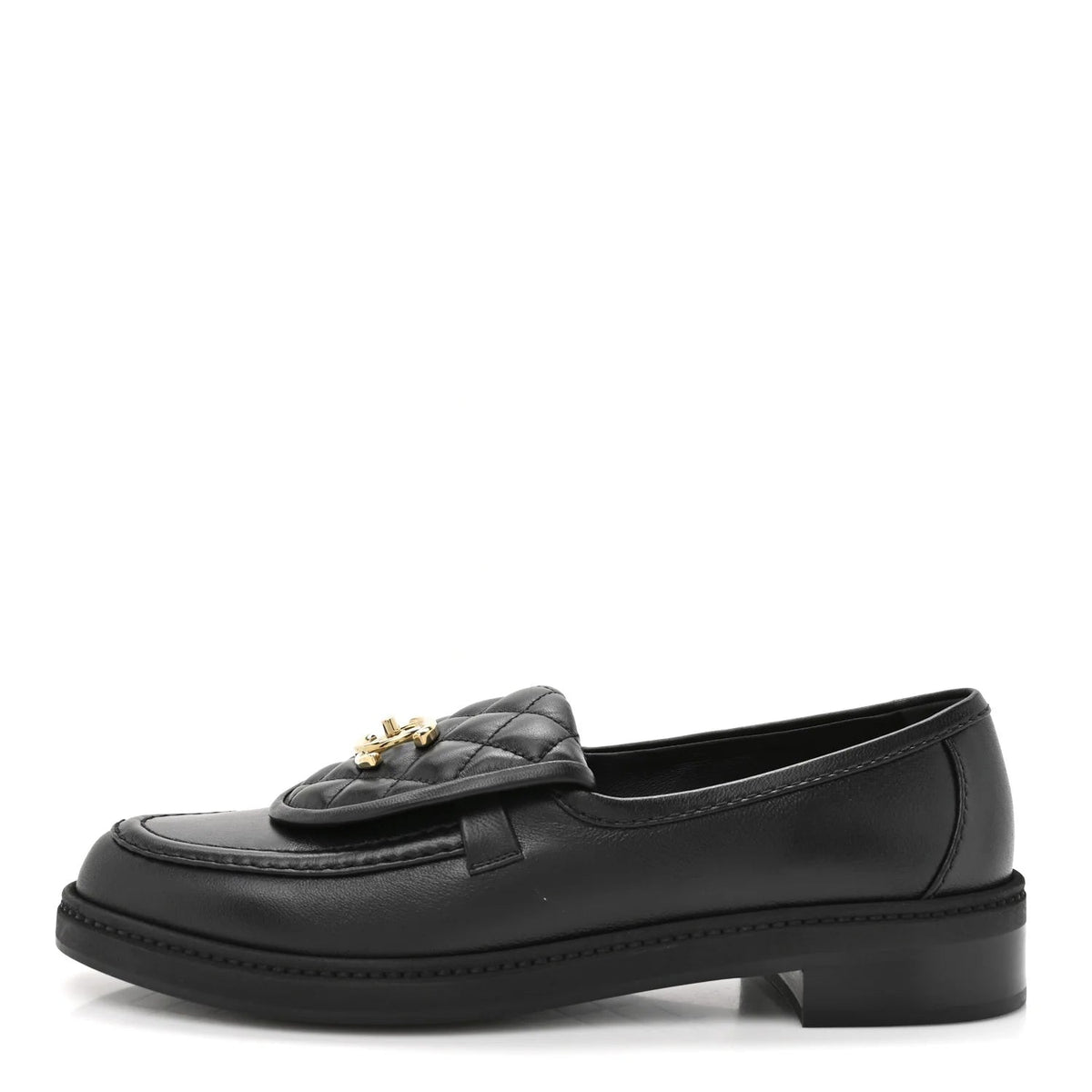 Chanel Quilted Leather Turnlock Loafers In Black Leather 4