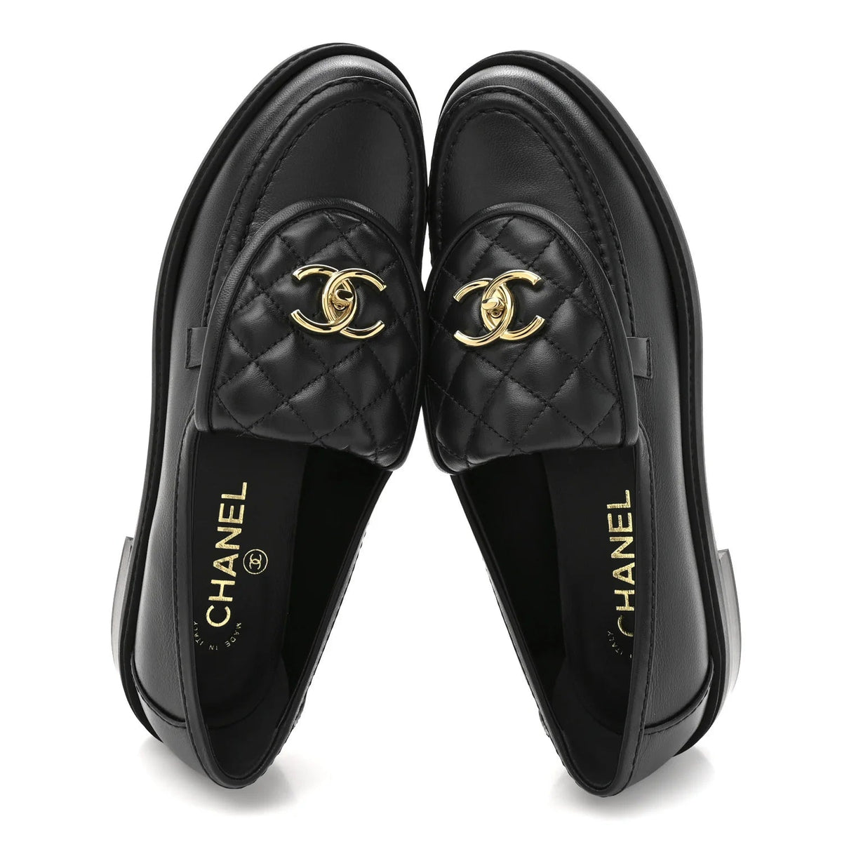 Chanel Quilted Leather Turnlock Loafers In Black Leather 5
