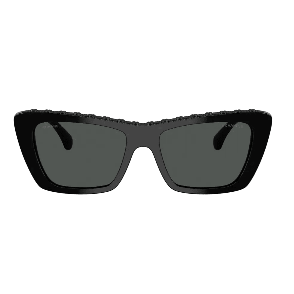 Chanel Rectangular Sunglasses With Black Chain-Link Top Bar Detail 1
