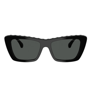 Chanel Rectangular Sunglasses With Black Chain-Link Top Bar Detail